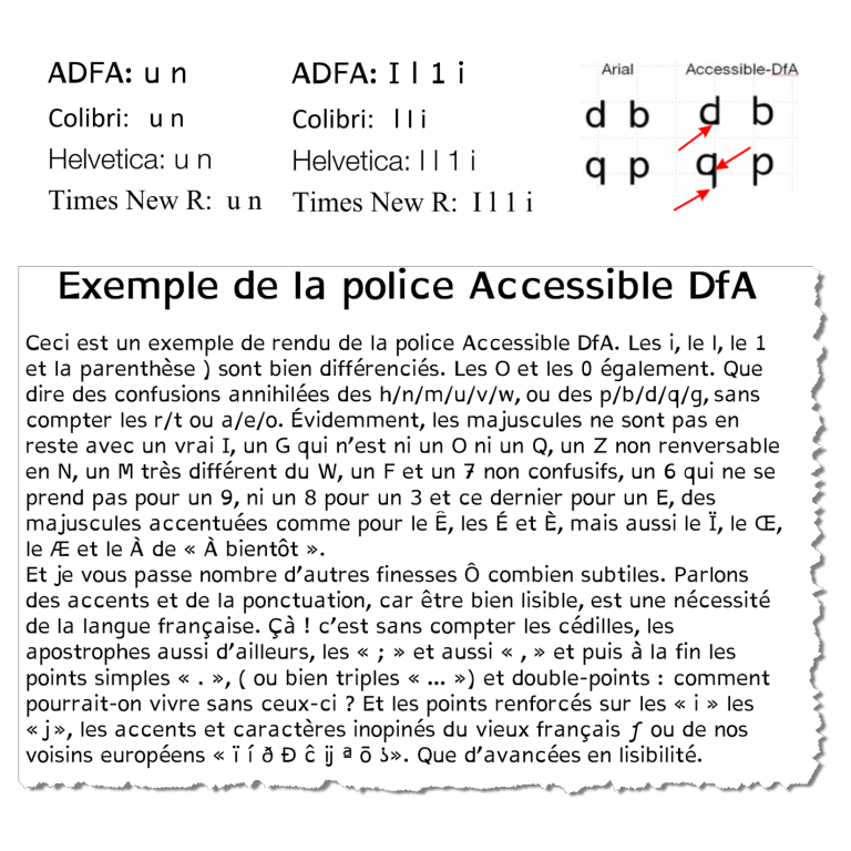 visuel qui montre la police accessible DfA